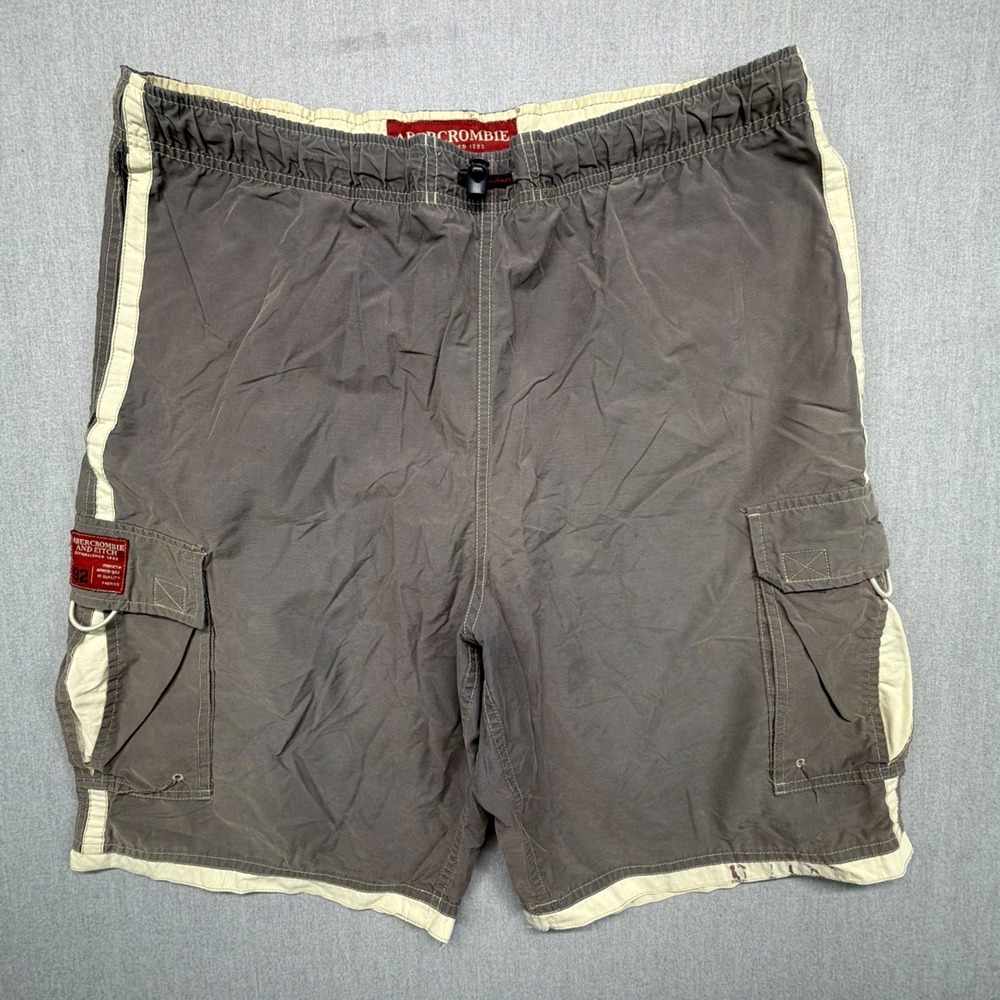 Abercrombie Fitch Tugger‎ Swim Cargo Board Shorts Men's Medium Brown Y2K